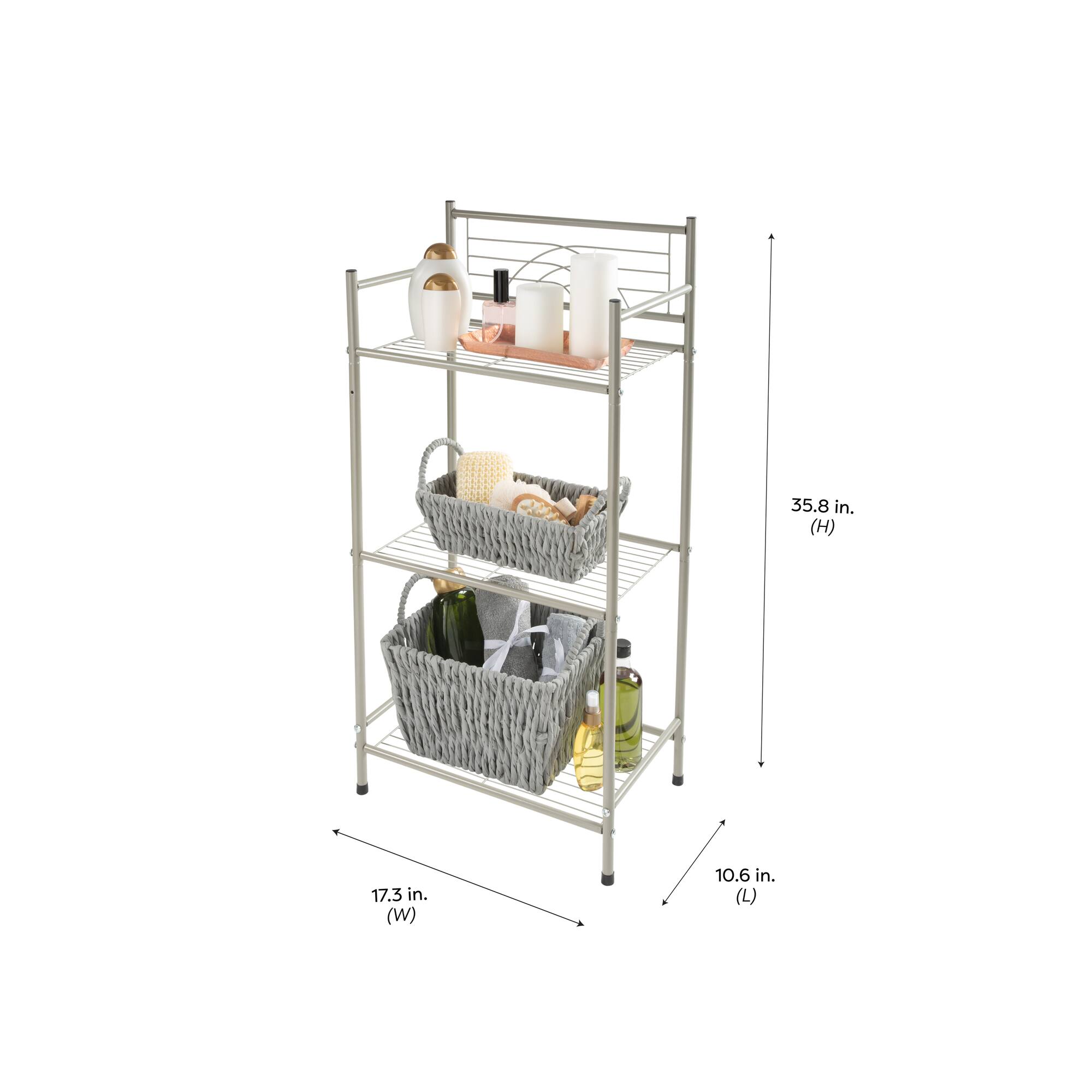 Bath Bliss Satin Nickel Bronze 3-Tier Storage Shelf